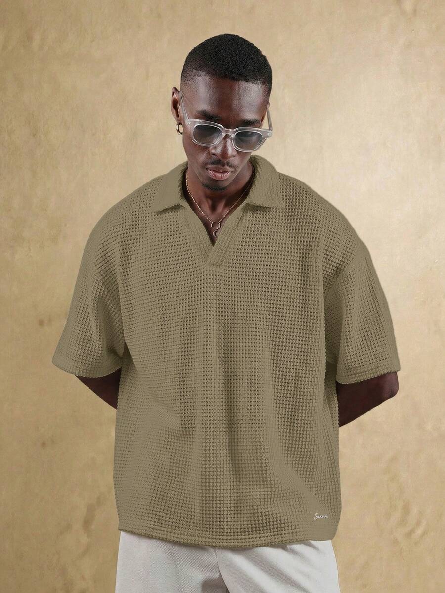 Camisa Polo Manfinity Studios Waffle Knit Polo — Foto 30