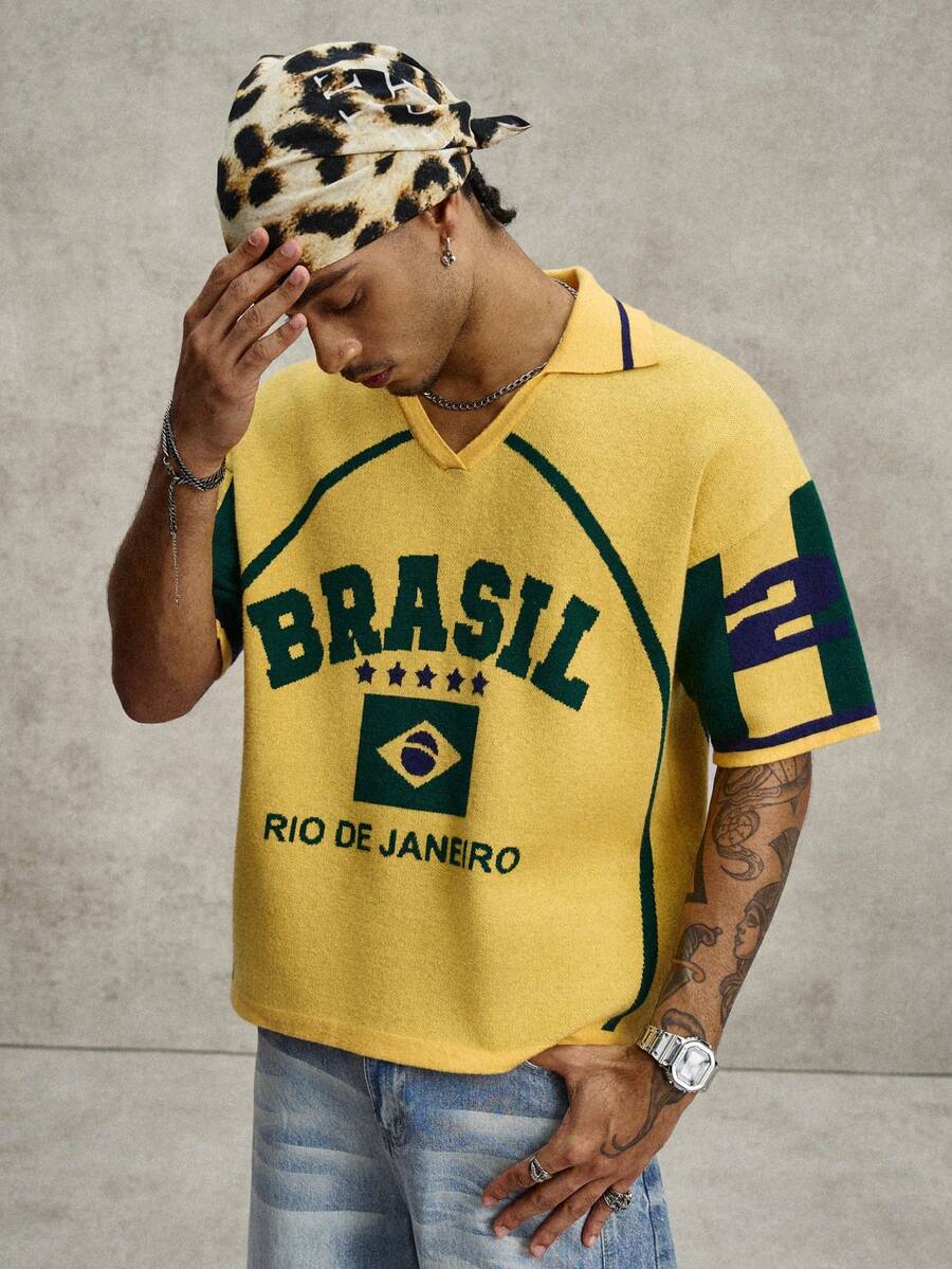 Camiseta Manfinity Studios Brasil Rio Retro Polo — Foto 1
