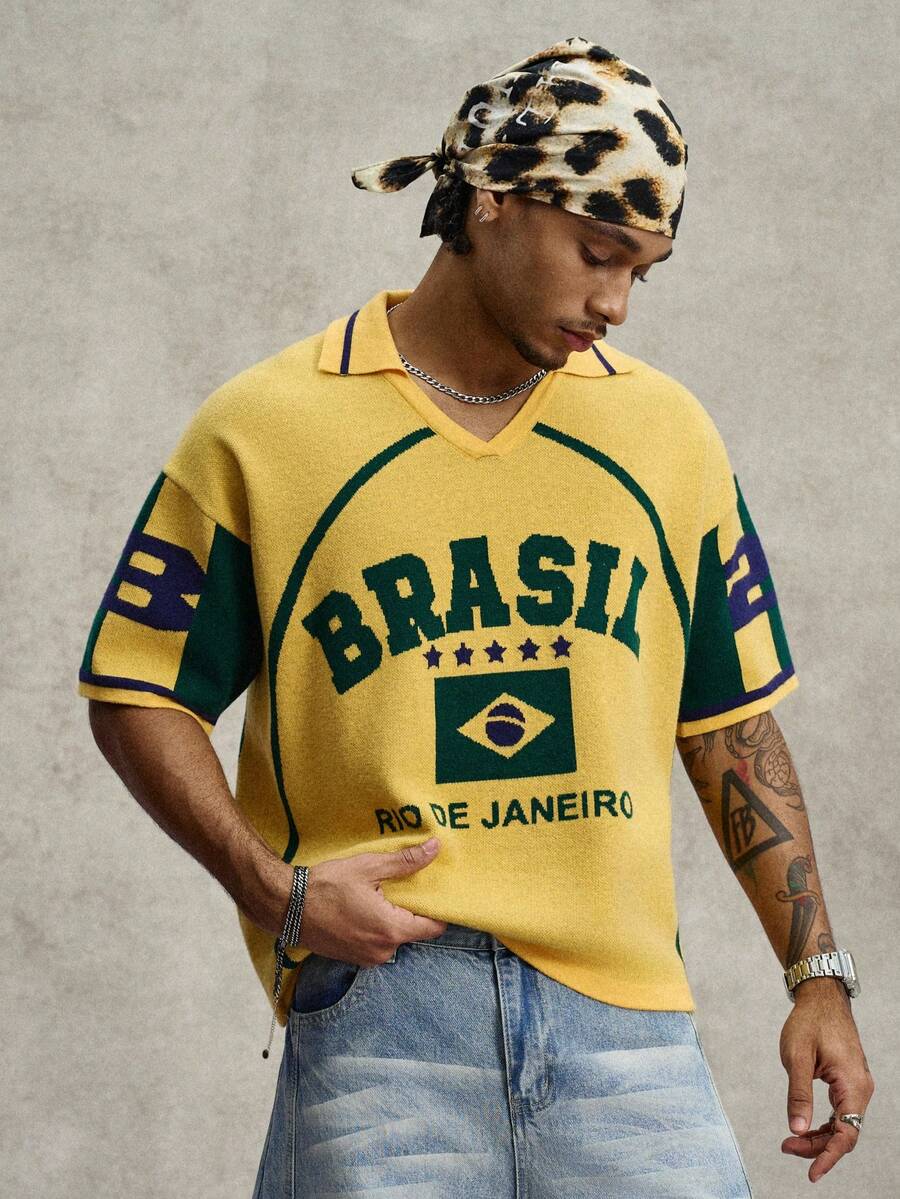 Camiseta Manfinity Studios Brasil Rio Retro Polo — Foto 4