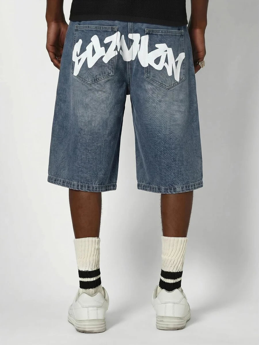 Bermuda Jorts Jeans Manfinity Studios Suzulan Graffiti — Foto 19