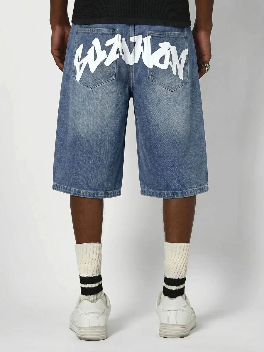 Bermuda Jorts Jeans Manfinity Studios Suzulan Graffiti — Foto 14