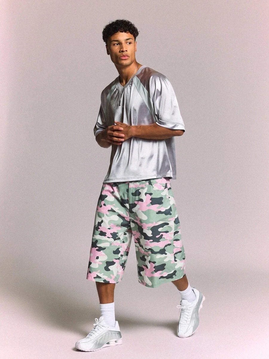Bermuda Manfinity Studios Pastel Camo Baggy Jorts — Foto 1