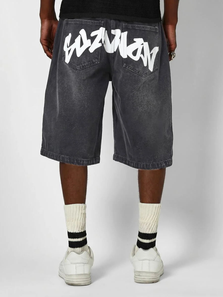 Bermuda Jorts Jeans Manfinity Studios Suzulan Graffiti — Foto 1
