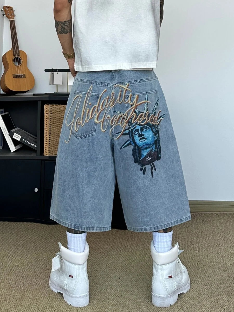 Bermuda Jorts Jeans Manfinity Studios Solidarity Statue — Foto 1