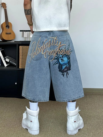 Bermuda Jorts Jeans Manfinity Studios Solidarity Statue — Foto 1