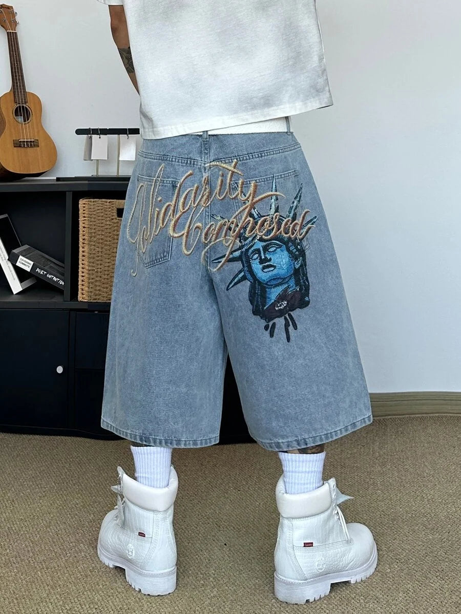 Bermuda Jorts Jeans Manfinity Studios Solidarity Statue — Foto 2