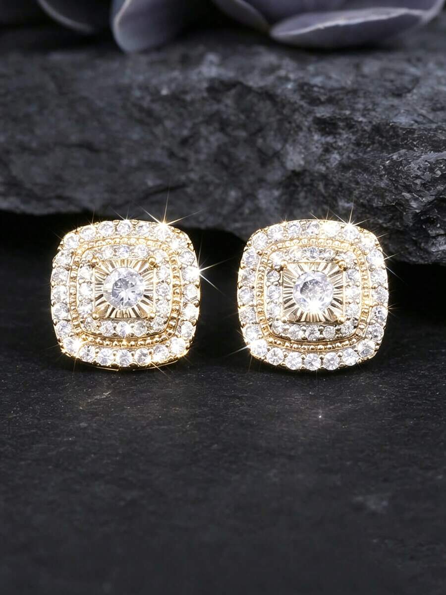 Brincos Manfinity Iced Out Prata — Foto 1