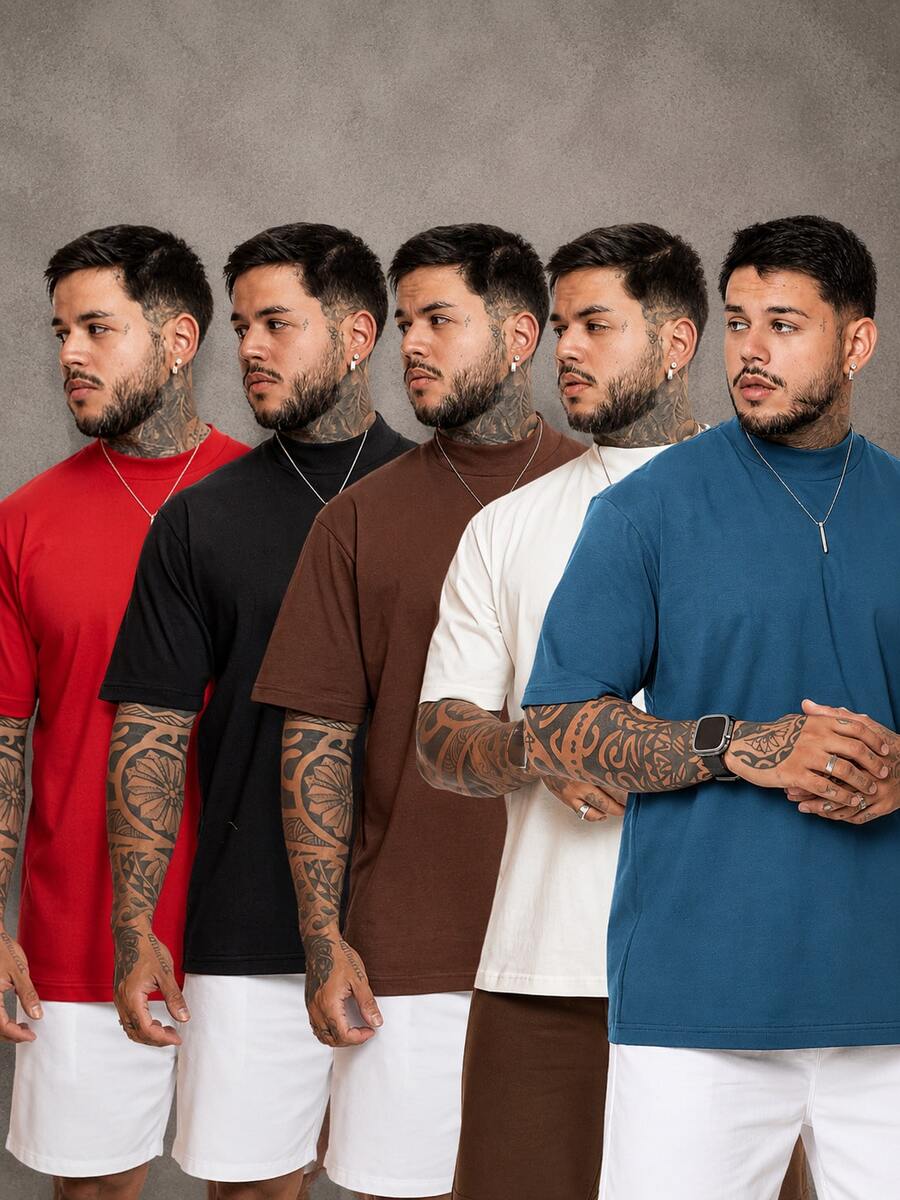 Kit Manfinity Oversized Street 5 Camisetas — Foto 71