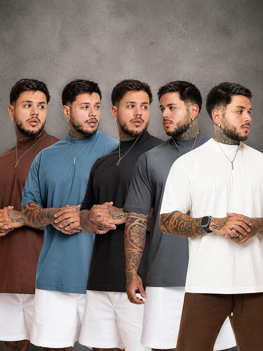 Kit Manfinity Oversized Street 5 Camisetas — Foto 32