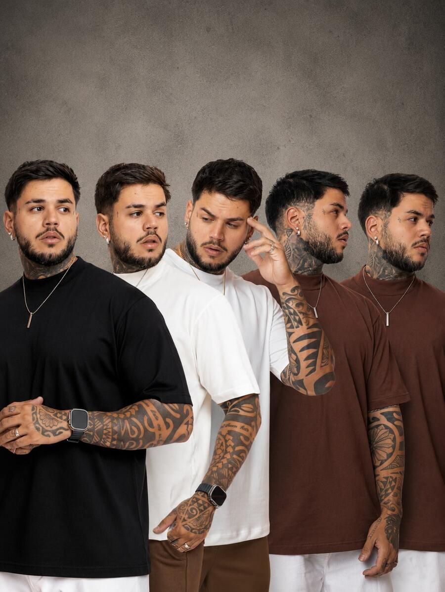 Kit Manfinity Oversized Street 5 Camisetas — Foto 49
