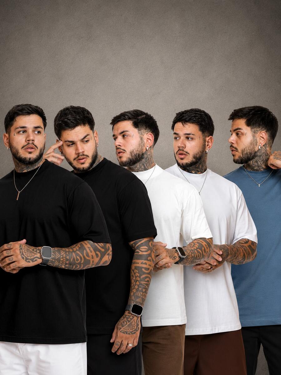 Kit Manfinity Oversized Street 5 Camisetas — Foto 42