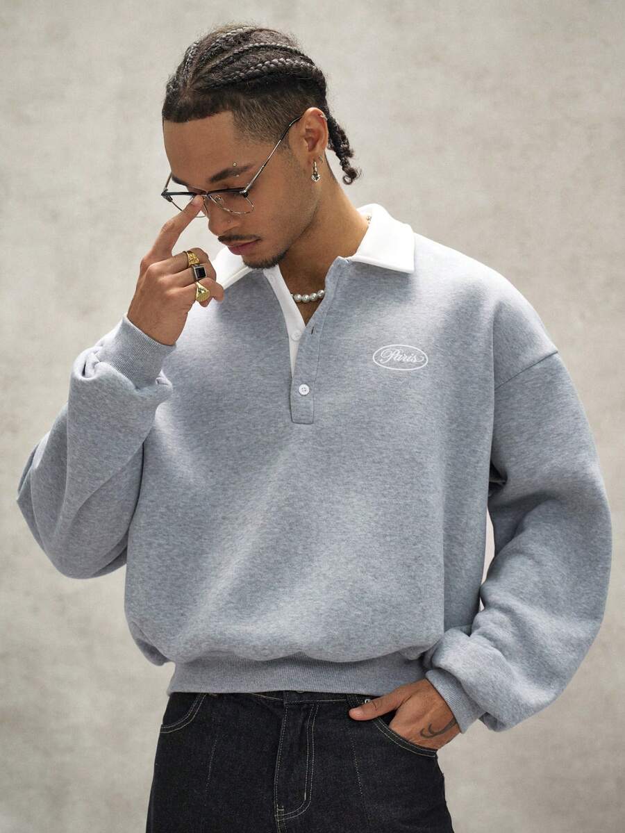 Moletom Manfinity Studios Aurora Thermal Polo Sweatshirt — Foto 1