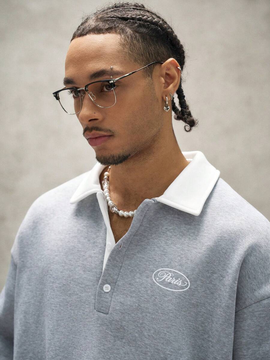 Moletom Manfinity Studios Aurora Thermal Polo Sweatshirt — Foto 6