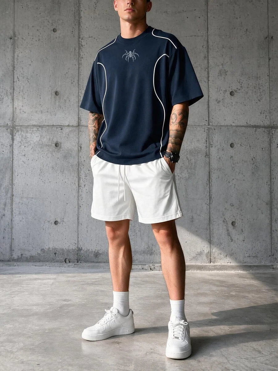 Camiseta Manfinity Folgado Estampa Gráfica Recorte — Foto 49