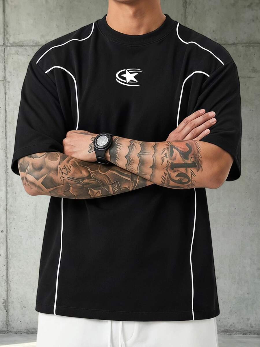 Camiseta Manfinity Folgado Estampa Gráfica Recorte — Foto 60