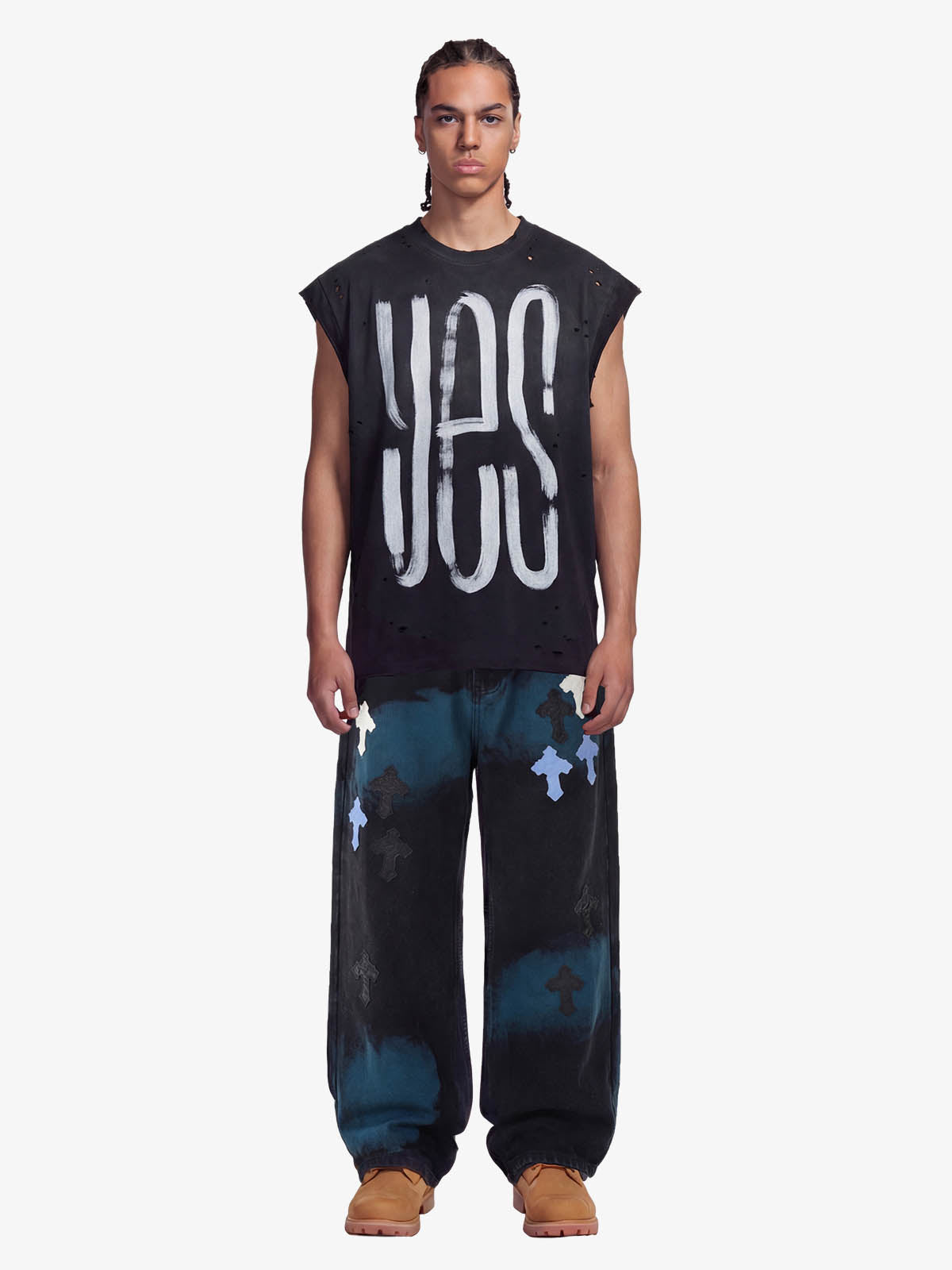 Calça Jeans Manfinity Cross Leather Patch Washed — Foto 4
