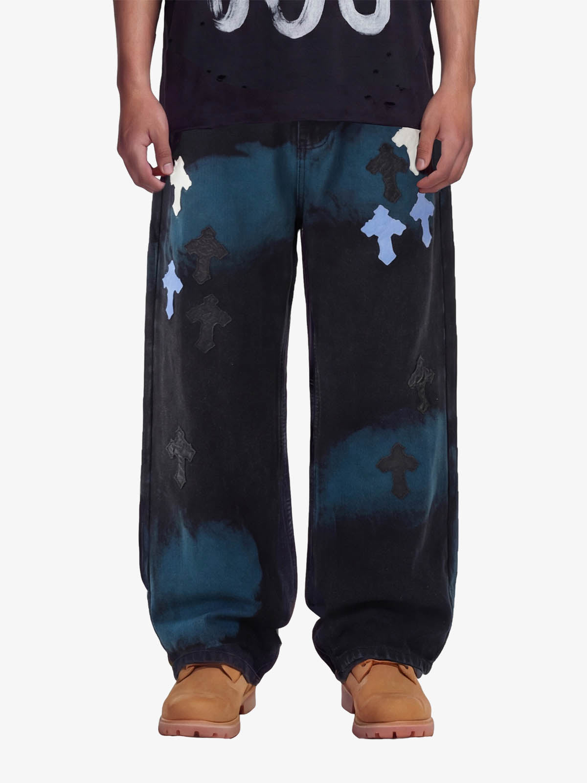 Calça Jeans Manfinity Cross Leather Patch Washed — Foto 1