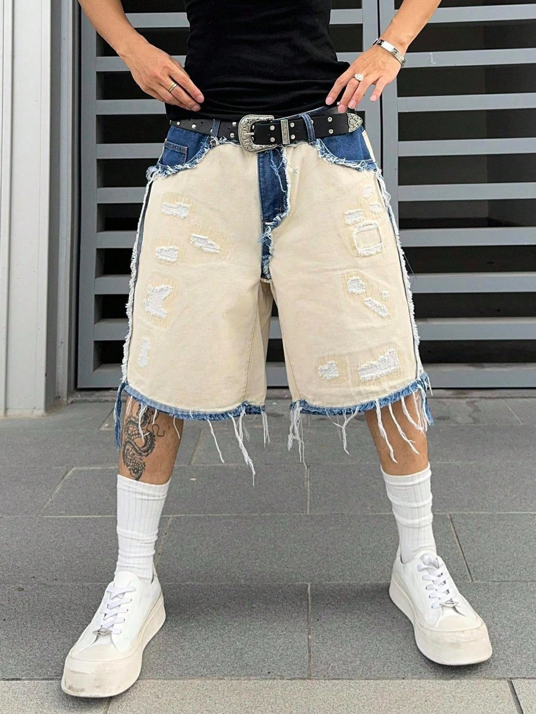 Short Manfinity Denim Bege Punk Jeans — Foto 1