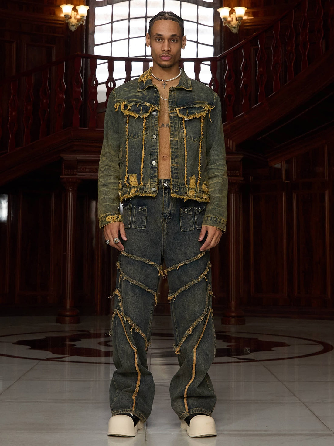 Jaqueta Manfinity Raw Edge Distressed — Foto 1