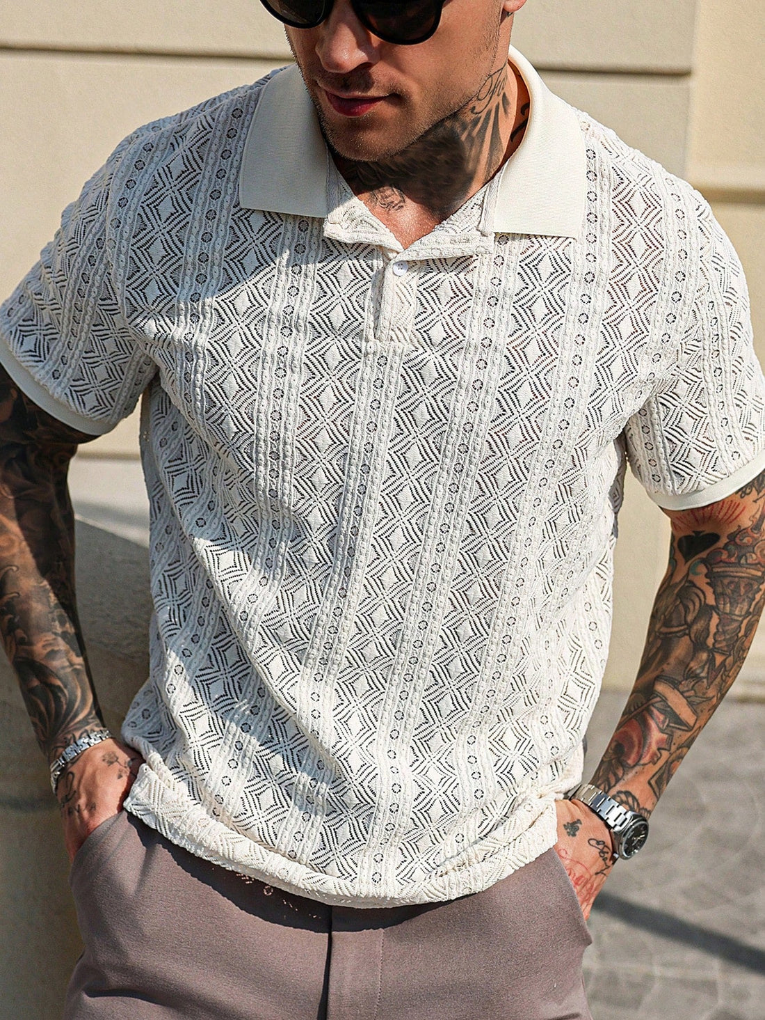 Camisa Polo Manfinity Geo Knit — Foto 1