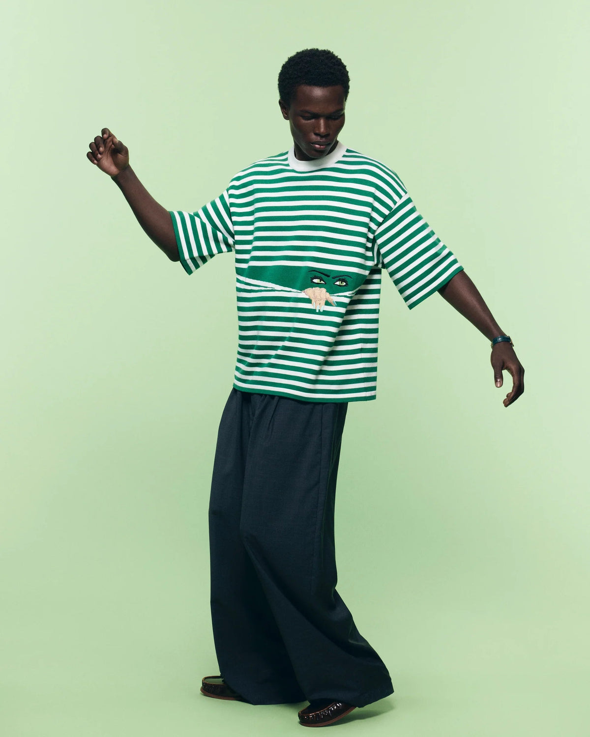 Camiseta Manfinity Knitted Peeping Green — Foto 3