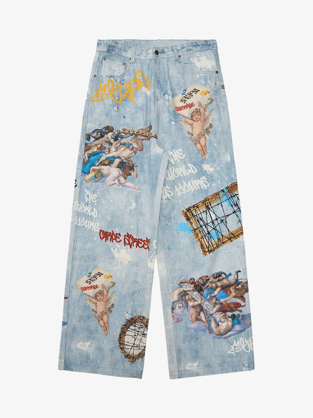 Calça Jeans Manfinity Sacred Renaissance Graffiti Light Wash — Foto 1