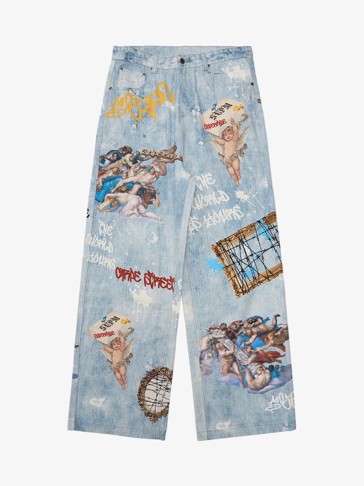 Calça Jeans Manfinity Sacred Renaissance Graffiti Light Wash — Foto 1