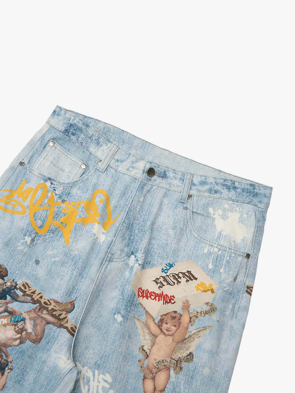 Calça Jeans Manfinity Sacred Renaissance Graffiti Light Wash — Foto 9