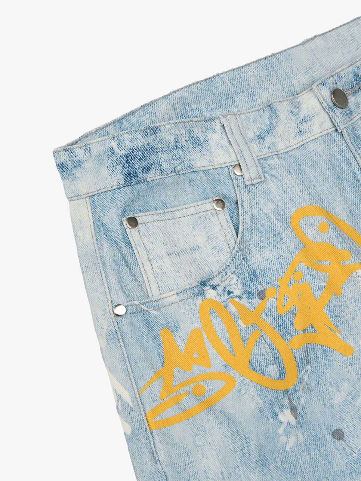 Calça Jeans Manfinity Sacred Renaissance Graffiti Light Wash — Foto 10
