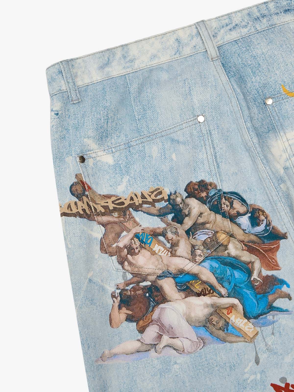 Calça Jeans Manfinity Sacred Renaissance Graffiti Light Wash — Foto 11