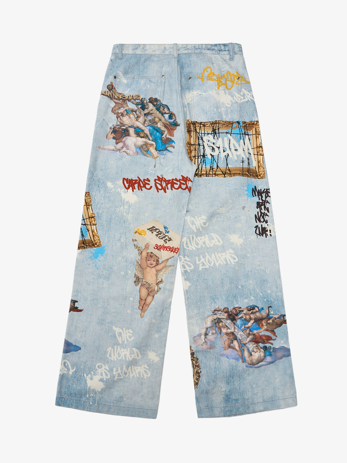 Calça Jeans Manfinity Sacred Renaissance Graffiti Light Wash — Foto 8