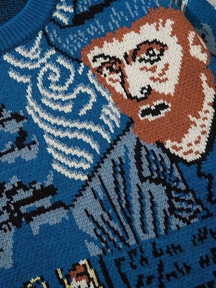 Blusa Suéter Manfinity Azul de lã 'Van Gogh' — Foto 8