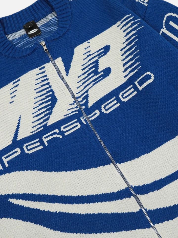 Blusa Suéter Manfinity com Zíper Azul 'MY3' — Foto 6