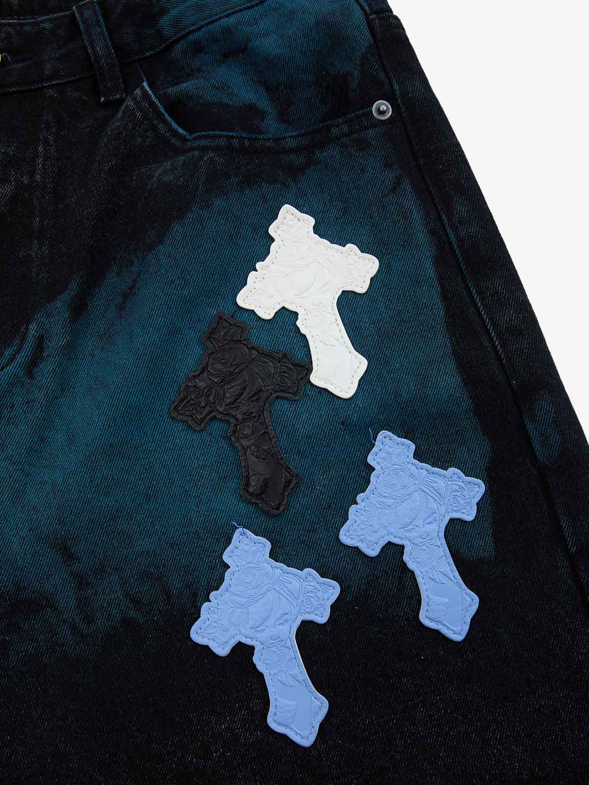 Calça Jeans Manfinity Cross Leather Patch Washed — Foto 6