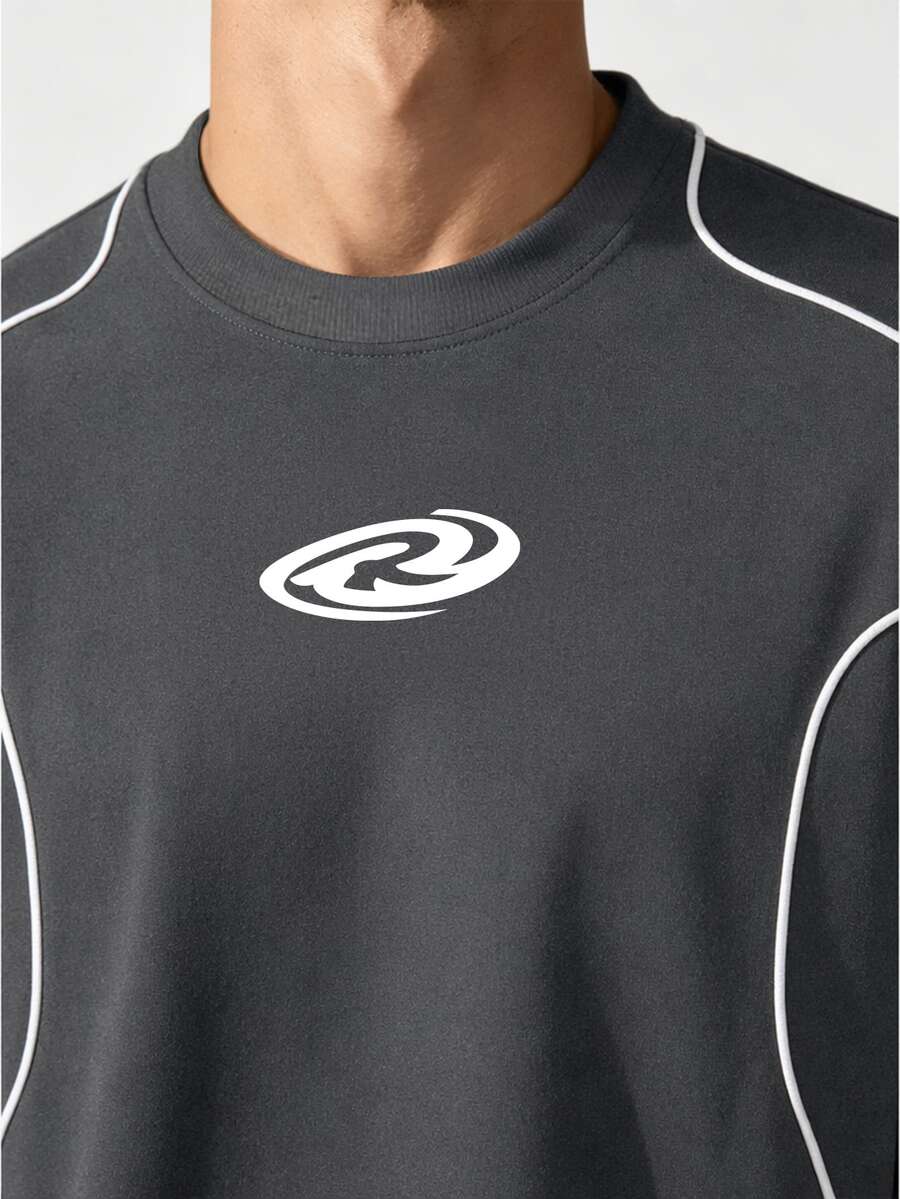 Camiseta Manfinity Folgado Estampa Gráfica Recorte — Foto 40
