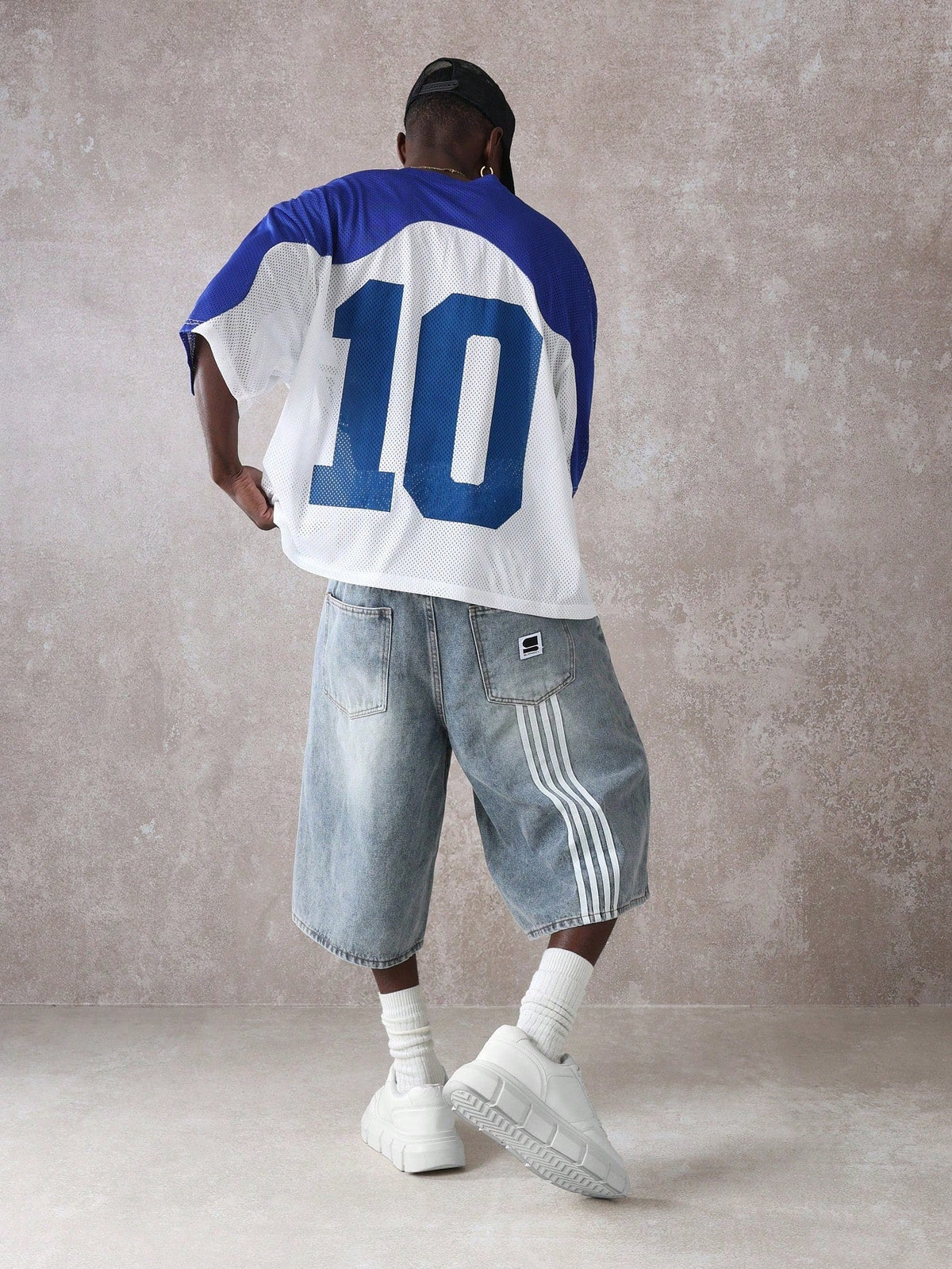 Short Manfinity Denim Oversized Perna Larga — Foto 8