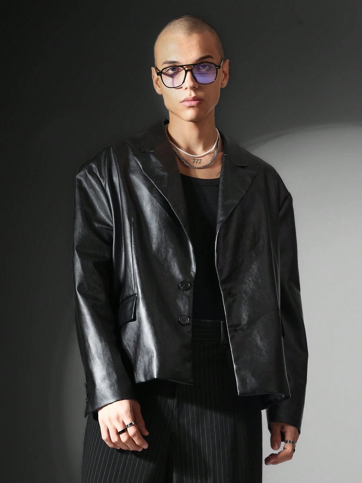 Blazer Manfinity PU Aesthetic — Foto 8