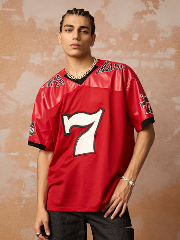 Camiseta Manfinity Studios Red Retro Jersey Oversized — Foto 1