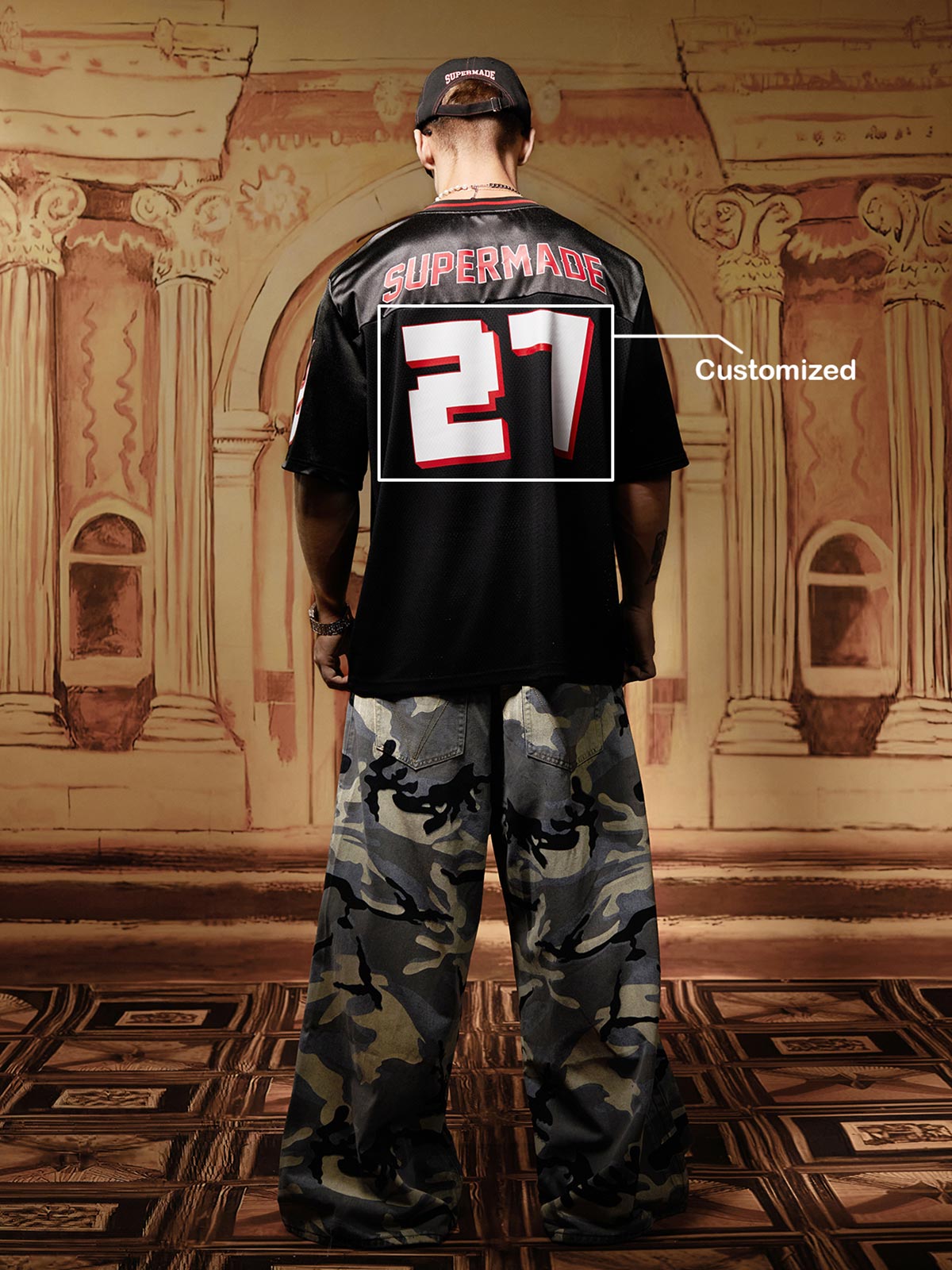 Camiseta Manfinity Studios Black Retro Jersey Oversized — Foto 2