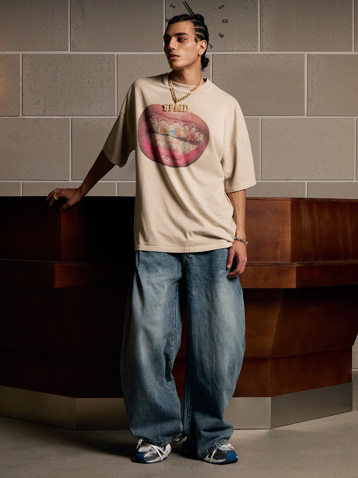Camiseta Manfinity Diamond Tooth Pattern — Foto 5