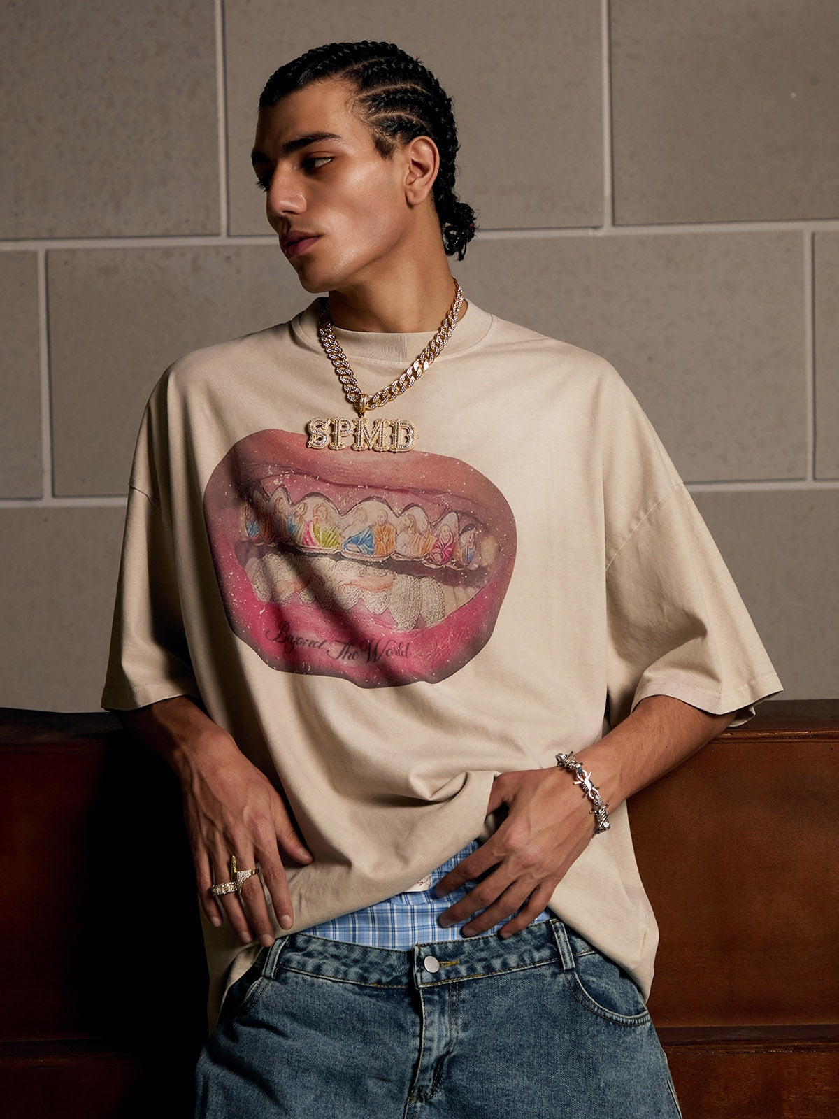Camiseta Manfinity Diamond Tooth Pattern — Foto 4