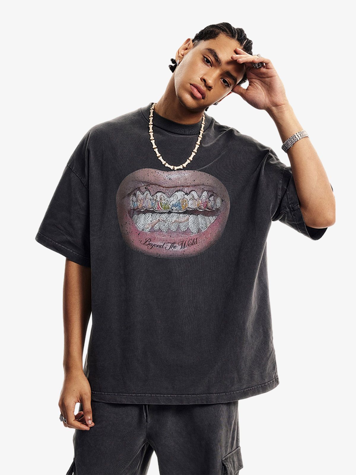 Camiseta Manfinity Diamond Tooth Pattern — Foto 19